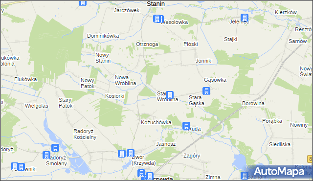 mapa Stara Wróblina, Stara Wróblina na mapie Targeo