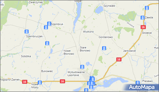 mapa Stare Błonowo, Stare Błonowo na mapie Targeo