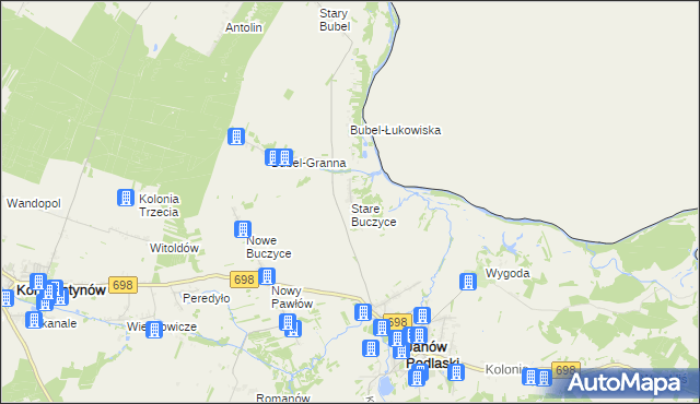 mapa Stare Buczyce, Stare Buczyce na mapie Targeo