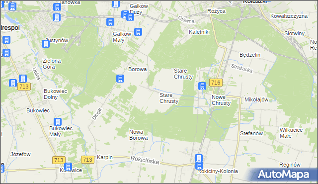 mapa Stare Chrusty gmina Rokiciny, Stare Chrusty gmina Rokiciny na mapie Targeo