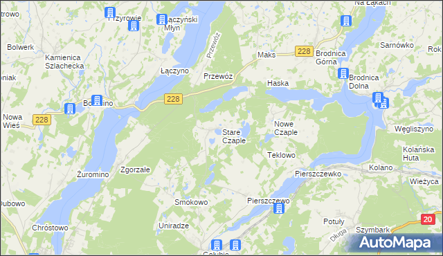 mapa Stare Czaple gmina Stężyca, Stare Czaple gmina Stężyca na mapie Targeo