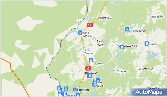 mapa Stare Czaple gmina Trzebiel, Stare Czaple gmina Trzebiel na mapie Targeo