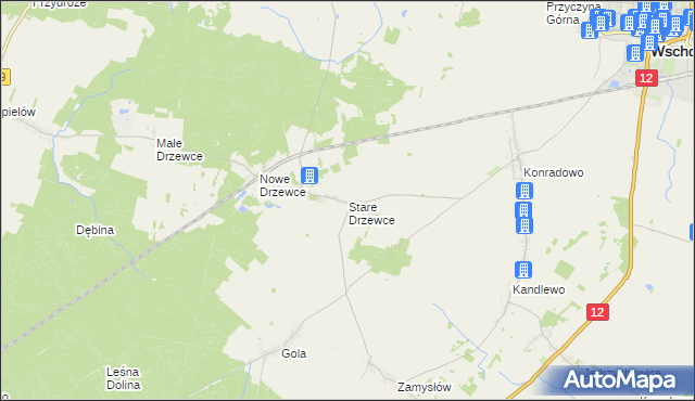 mapa Stare Drzewce, Stare Drzewce na mapie Targeo
