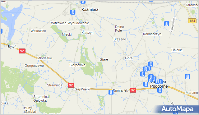 mapa Stare gmina Kaźmierz, Stare gmina Kaźmierz na mapie Targeo