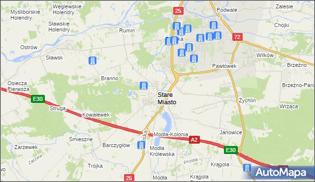 mapa Stare Miasto powiat koniński, Stare Miasto powiat koniński na mapie Targeo