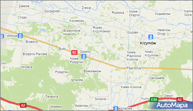 mapa Stare Paprockie Holendry, Stare Paprockie Holendry na mapie Targeo