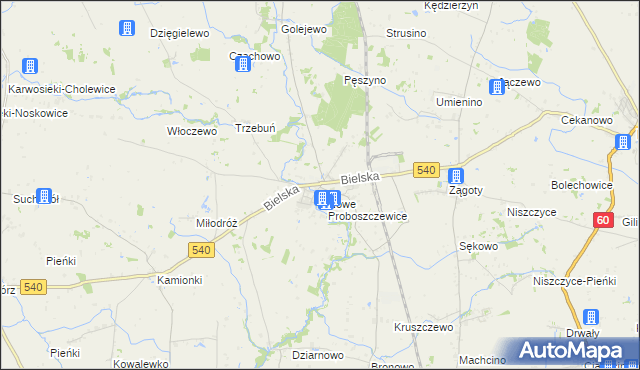 mapa Stare Proboszczewice, Stare Proboszczewice na mapie Targeo