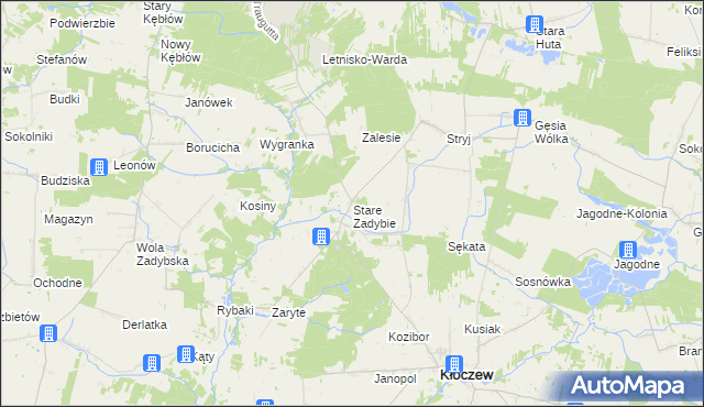 mapa Stare Zadybie, Stare Zadybie na mapie Targeo
