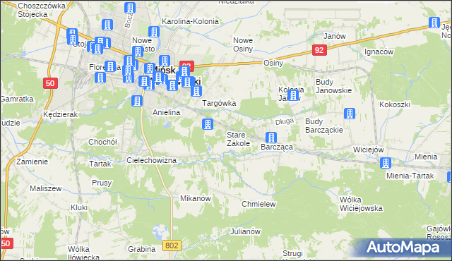 mapa Stare Zakole, Stare Zakole na mapie Targeo