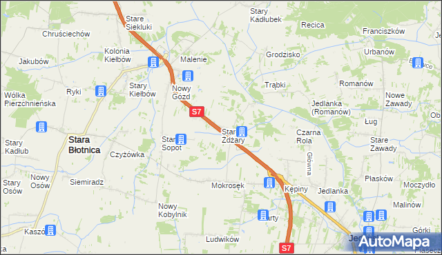 mapa Stare Żdżary gmina Stara Błotnica, Stare Żdżary gmina Stara Błotnica na mapie Targeo