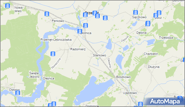 mapa Starkowo gmina Przemęt, Starkowo gmina Przemęt na mapie Targeo