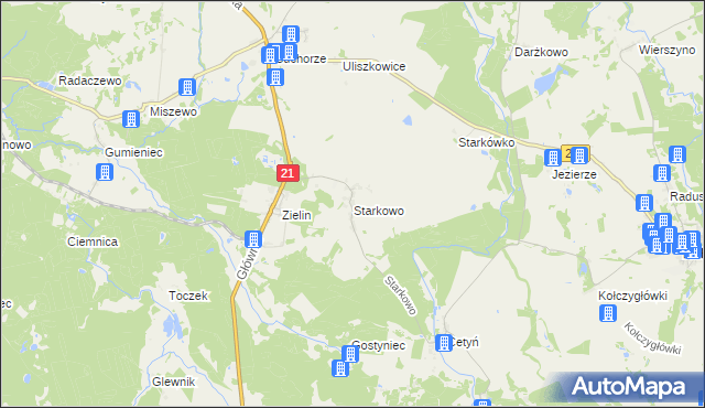 mapa Starkowo gmina Trzebielino, Starkowo gmina Trzebielino na mapie Targeo