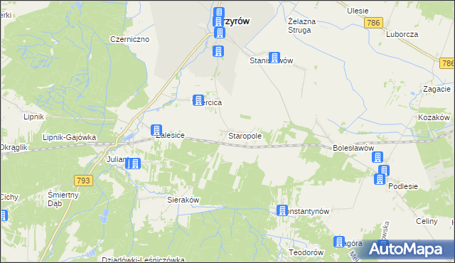mapa Staropole gmina Przyrów, Staropole gmina Przyrów na mapie Targeo