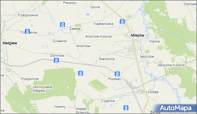 mapa Starościce, Starościce na mapie Targeo