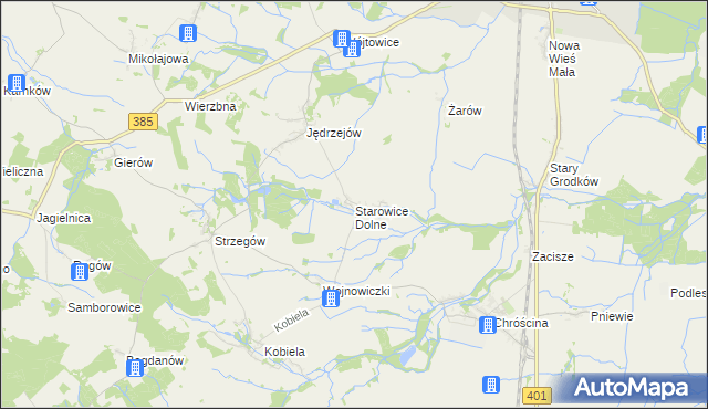 mapa Starowice Dolne, Starowice Dolne na mapie Targeo