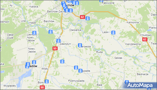 mapa Starowola gmina Jadów, Starowola gmina Jadów na mapie Targeo