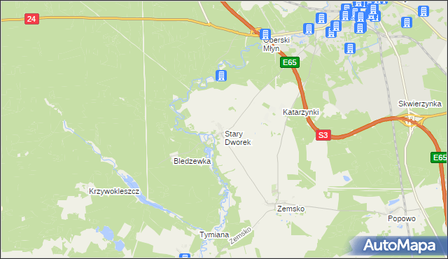 mapa Stary Dworek, Stary Dworek na mapie Targeo