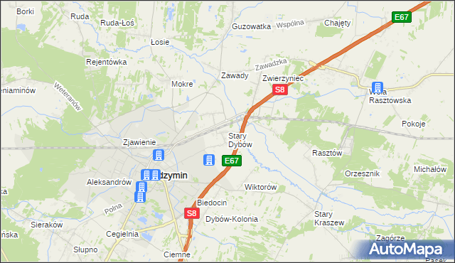 mapa Stary Dybów, Stary Dybów na mapie Targeo