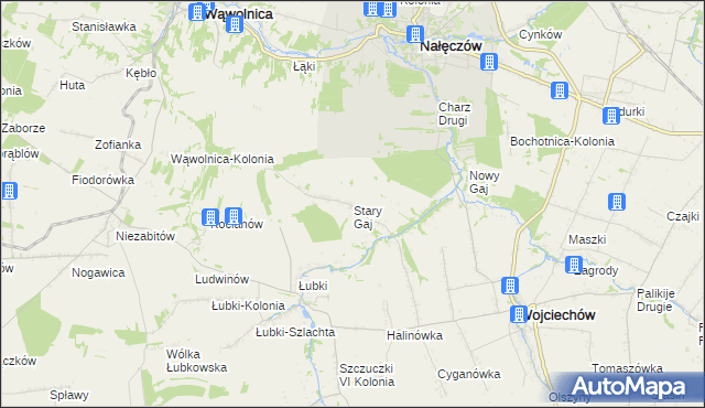 mapa Stary Gaj gmina Wojciechów, Stary Gaj gmina Wojciechów na mapie Targeo