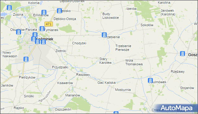 mapa Stary Karolew, Stary Karolew na mapie Targeo