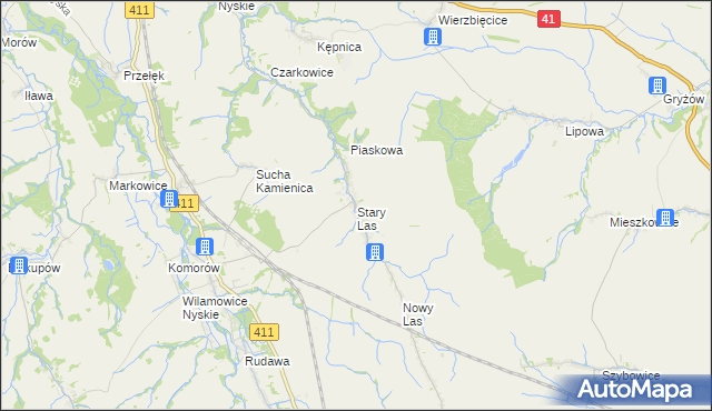 mapa Stary Las gmina Głuchołazy, Stary Las gmina Głuchołazy na mapie Targeo