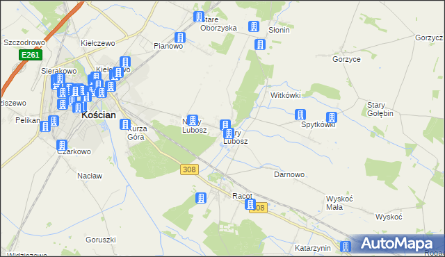 mapa Stary Lubosz, Stary Lubosz na mapie Targeo