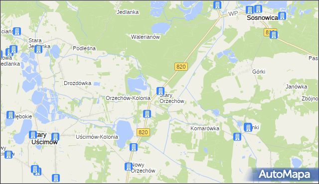 mapa Stary Orzechów, Stary Orzechów na mapie Targeo