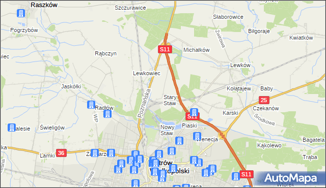 mapa Stary Staw gmina Ostrów Wielkopolski, Stary Staw gmina Ostrów Wielkopolski na mapie Targeo