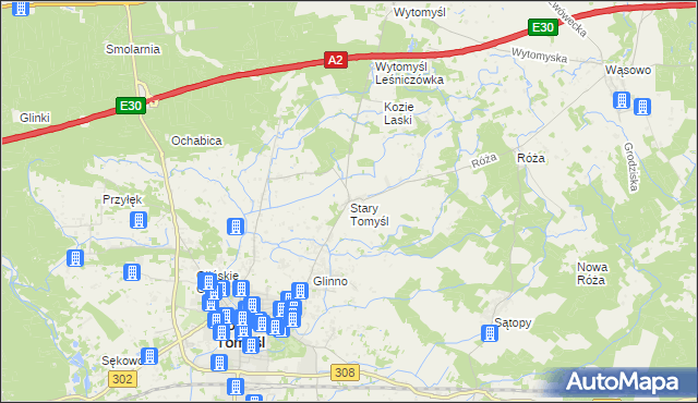 mapa Stary Tomyśl, Stary Tomyśl na mapie Targeo