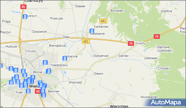 mapa Starzenice, Starzenice na mapie Targeo