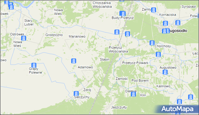 mapa Stasin gmina Długosiodło, Stasin gmina Długosiodło na mapie Targeo