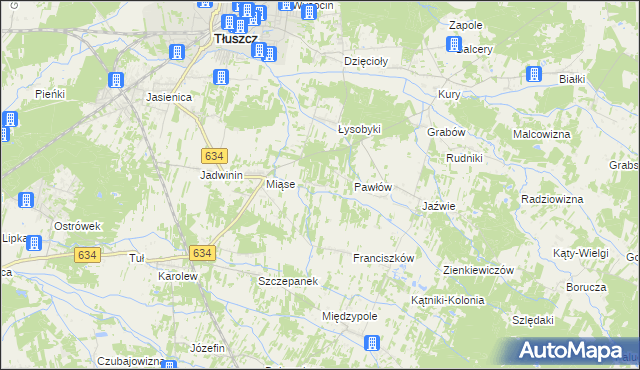 mapa Stasinów gmina Tłuszcz, Stasinów gmina Tłuszcz na mapie Targeo