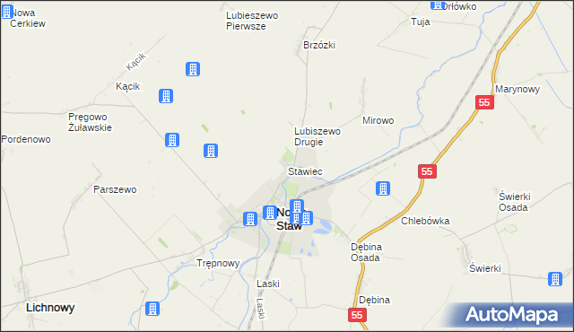 mapa Stawiec gmina Nowy Staw, Stawiec gmina Nowy Staw na mapie Targeo