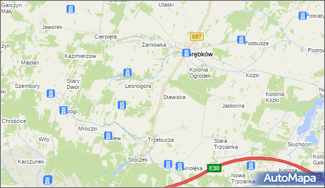 mapa Stawiska gmina Grębków, Stawiska gmina Grębków na mapie Targeo