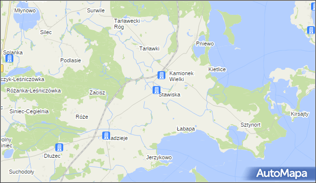mapa Stawiska gmina Węgorzewo, Stawiska gmina Węgorzewo na mapie Targeo