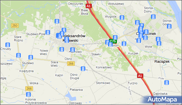 mapa Stawki gmina Aleksandrów Kujawski, Stawki gmina Aleksandrów Kujawski na mapie Targeo