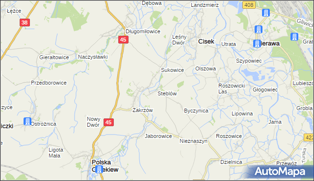 mapa Steblów gmina Cisek, Steblów gmina Cisek na mapie Targeo