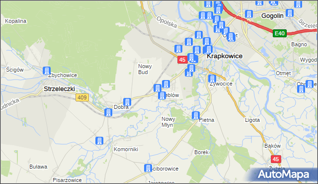 mapa Steblów gmina Krapkowice, Steblów gmina Krapkowice na mapie Targeo