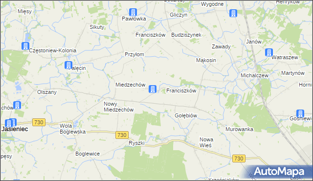 mapa Stefanków gmina Jasieniec, Stefanków gmina Jasieniec na mapie Targeo