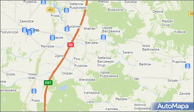 mapa Stefanów Barczewski Drugi, Stefanów Barczewski Drugi na mapie Targeo