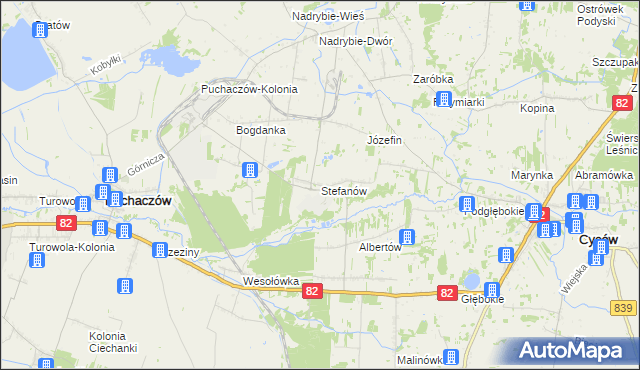 mapa Stefanów gmina Cyców, Stefanów gmina Cyców na mapie Targeo