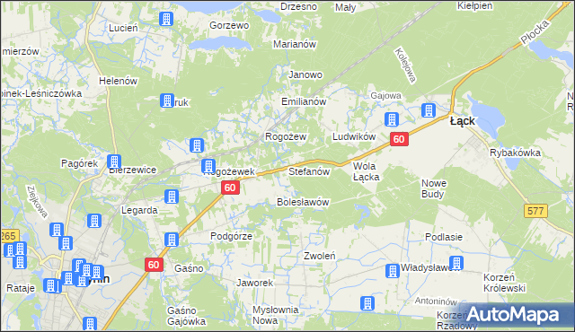 mapa Stefanów gmina Gostynin, Stefanów gmina Gostynin na mapie Targeo