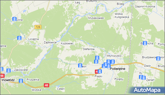 mapa Stefanów gmina Poświętne, Stefanów gmina Poświętne na mapie Targeo