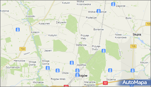 mapa Stefanów gmina Rogów, Stefanów gmina Rogów na mapie Targeo