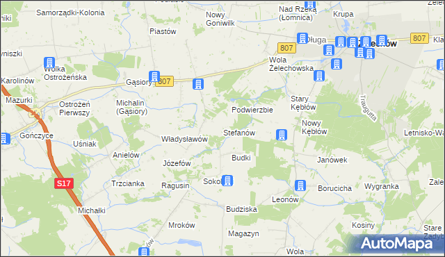 mapa Stefanów gmina Żelechów, Stefanów gmina Żelechów na mapie Targeo