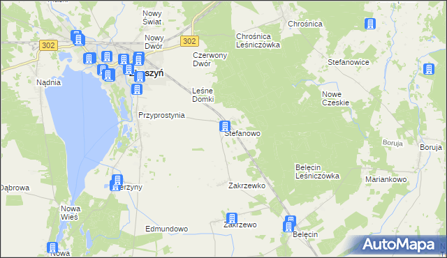 mapa Stefanowo gmina Zbąszyń, Stefanowo gmina Zbąszyń na mapie Targeo