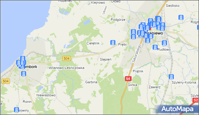 mapa Stępień, Stępień na mapie Targeo