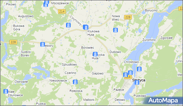 mapa Stężycka Huta, Stężycka Huta na mapie Targeo