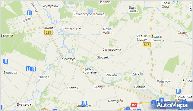 mapa Stoczek gmina Spiczyn, Stoczek gmina Spiczyn na mapie Targeo