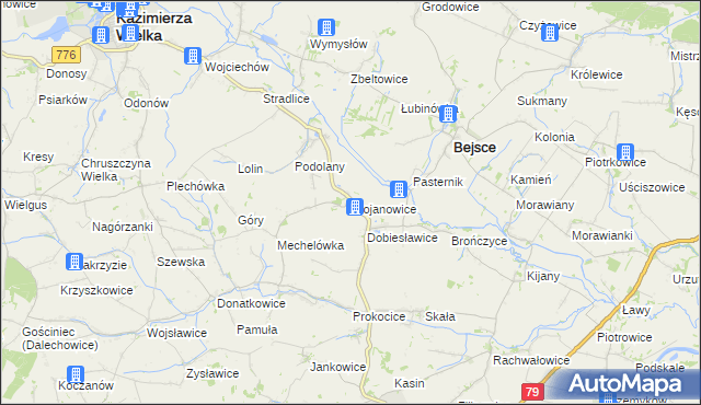 mapa Stojanowice, Stojanowice na mapie Targeo